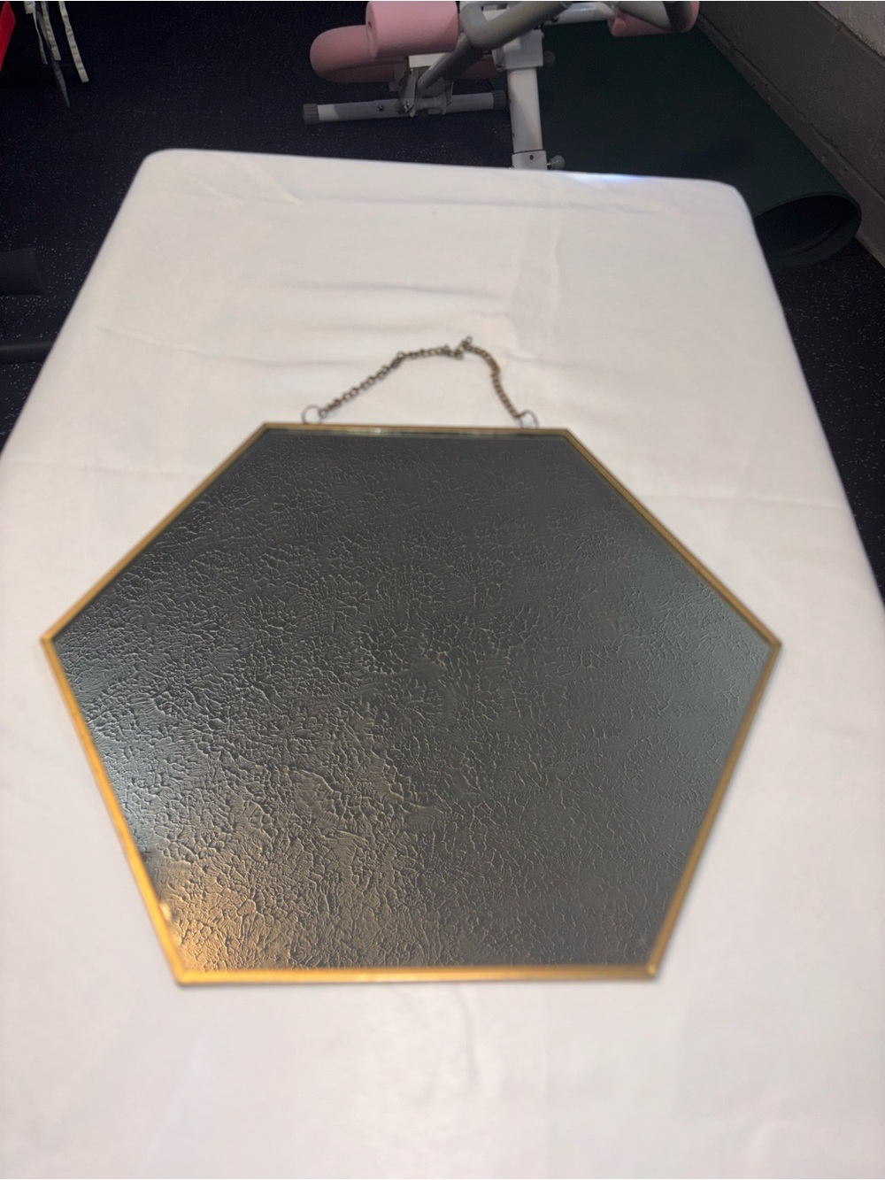 Gold Framed Hexagon Wall Mirror - Elegant Home Accent